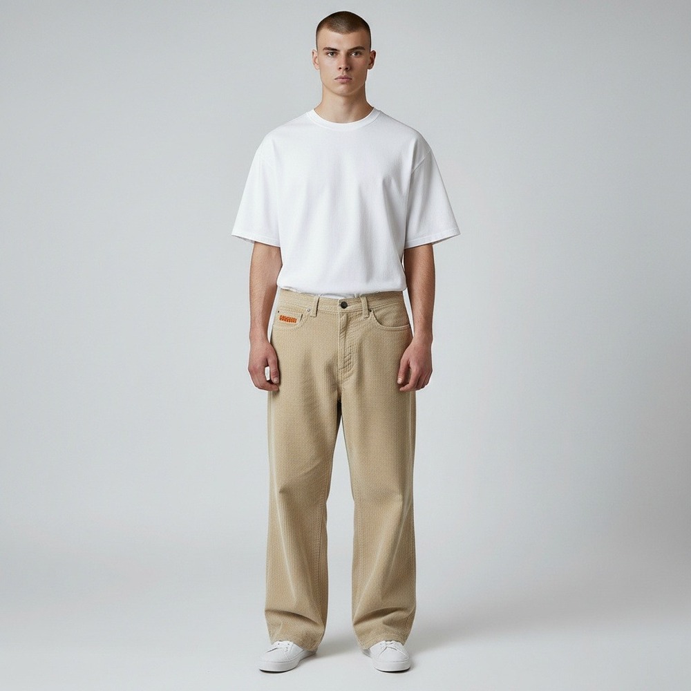 Empyre Relaxed Corduroy Pants 28 Tan Khaki Baggy Skater Wide Wale Streetwear